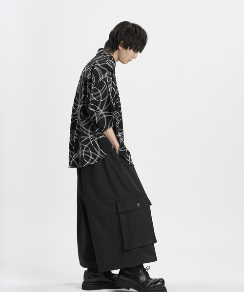 NO ID.(ノーアイディ)の「【NO ID.】Tuck Drape Half Sleeve BIG Shirt / タック ドレープ ハーフスリーブ ビッグ シャツ(シャツ/ブラウス・メンズ・ブラック/その他22/ホワイト・ONE SIZE)」の4枚目の写真