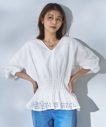 【Audrey and John Wad】ウエストシャーリングブラウス