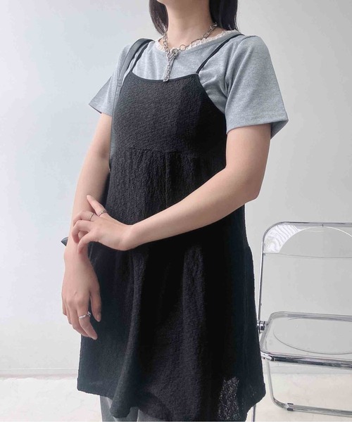 AS KNOW AS plus（アズノゥアズプラス）の「〇アジャスター付き ティアードキャミチュニック（チュニック・レディース・ブラック系/アイボリー系・FREE）」の15枚目の写真