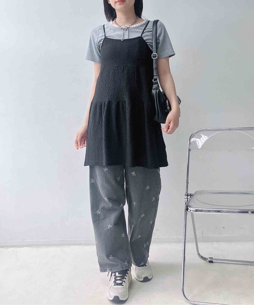 AS KNOW AS plus（アズノゥアズプラス）の「〇アジャスター付き ティアードキャミチュニック（チュニック・レディース・ブラック系/アイボリー系・FREE）」の20枚目の写真