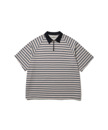 ANGLAN | Striped Raglan Half-Zip Polo - Navy(ポロシャツ)