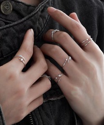 スタージルコニア リング 3 個セット シルバー ミニマル オープン レイヤード
