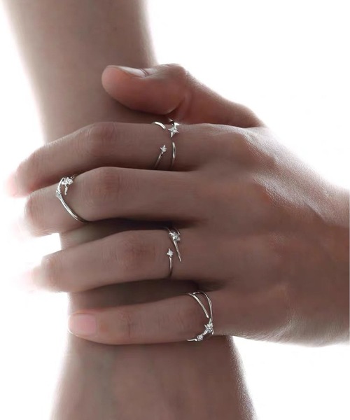LA VORAGINE（ラ ヴォラジネ）の「スタージルコニア リング 3 個セット シルバー ミニマル オープン レイヤード（リング・レディース・シルバー・FREE）」の5枚目の写真