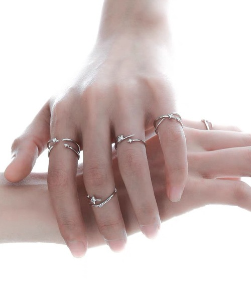 LA VORAGINE（ラ ヴォラジネ）の「スタージルコニア リング 3 個セット シルバー ミニマル オープン レイヤード（リング・レディース・シルバー・FREE）」の6枚目の写真