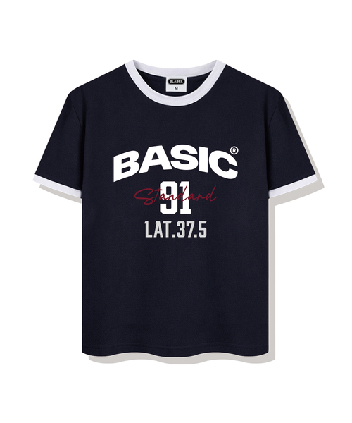 BASIC LABEL（ベーシックラベル）の「91 Basic Ringer Loose Fit Short-Sleeved T-Shirt 4 Color [BLSE_4003]（Tシャツ/カットソー・レディース・ネイビー/クリーム/アイボリー系1/アイボリー系2・SMALL/MEDIUM/LARGE/X-LARGE）」の4枚目の写真