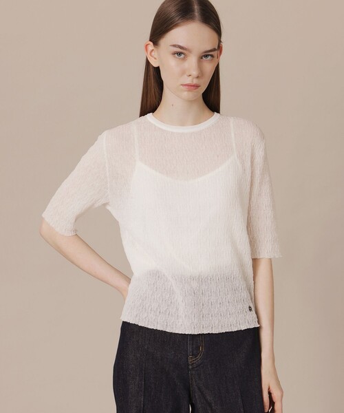 MACKINTOSH LONDON(マッキントッシュ ロンドン)の「【婦人画報6月号掲載】リンクルニットプルオーバー(Tシャツ/カットソー・レディース・パープル系その他4/ブルー/ホワイト・38)」の2枚目の写真