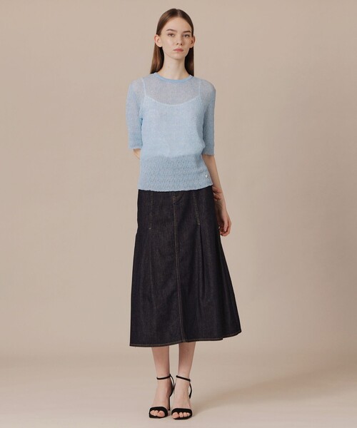 MACKINTOSH LONDON(マッキントッシュ ロンドン)の「【婦人画報6月号掲載】リンクルニットプルオーバー(Tシャツ/カットソー・レディース・パープル系その他4/ブルー/ホワイト・38)」の5枚目の写真