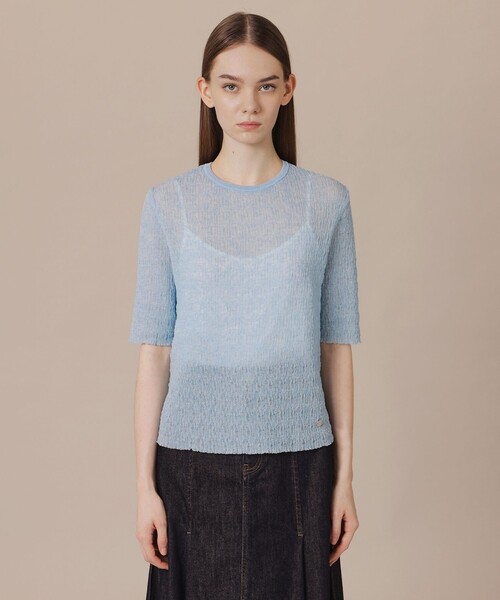MACKINTOSH LONDON(マッキントッシュ ロンドン)の「【婦人画報6月号掲載】リンクルニットプルオーバー(Tシャツ/カットソー・レディース・パープル系その他4/ブルー/ホワイト・38)」の7枚目の写真