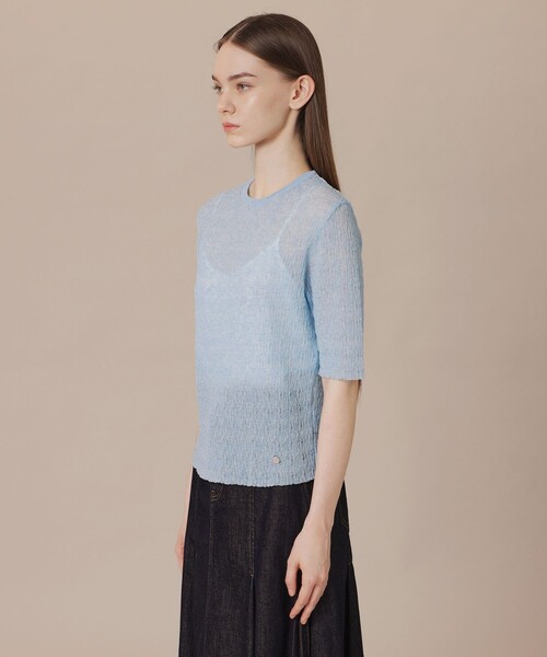 MACKINTOSH LONDON(マッキントッシュ ロンドン)の「【婦人画報6月号掲載】リンクルニットプルオーバー(Tシャツ/カットソー・レディース・パープル系その他4/ブルー/ホワイト・38)」の8枚目の写真