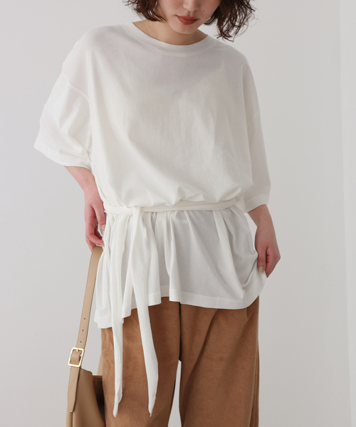 ONIT（オニット）の「《追加》Plus by ONIT/オニット SLOBE別注 スカーフ付Tシャツ（Tシャツ/カットソー・レディース・ベージュ系その他/ホワイト・FREE）」の8枚目の写真