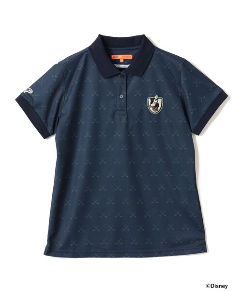 BEAMS GOLF(ビームスゴルフ)の「〈WOMEN〉Disney / ミッキーマウス / 総柄 ポロシャツ(吸水速乾・UVカット)(ポロシャツ・レディース・ネイビー/オフホワイト・SMALL/MEDIUM/LARGE)」の1枚目の写真