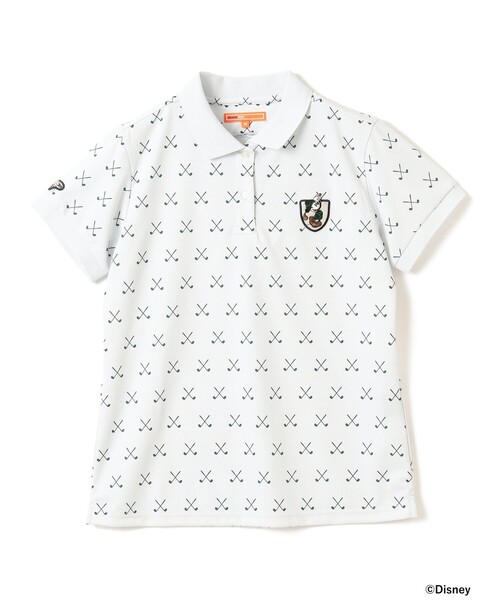 BEAMS GOLF(ビームスゴルフ)の「〈WOMEN〉Disney / ミッキーマウス / 総柄 ポロシャツ(吸水速乾・UVカット)(ポロシャツ・レディース・ネイビー/オフホワイト・SMALL/MEDIUM/LARGE)」の2枚目の写真