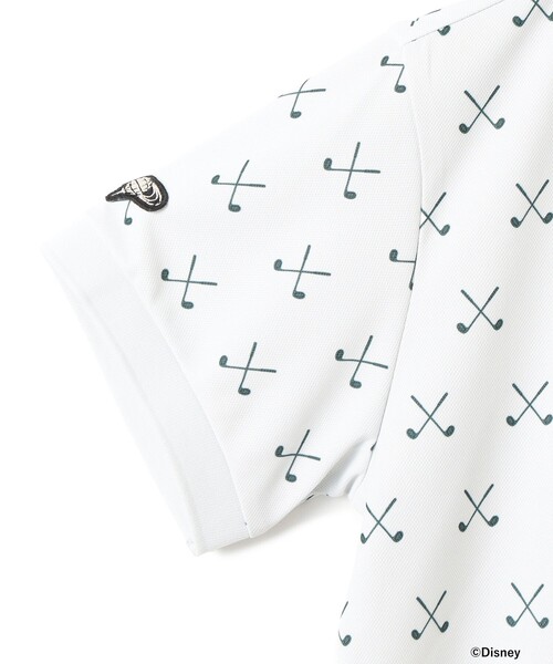 BEAMS GOLF(ビームスゴルフ)の「〈WOMEN〉Disney / ミッキーマウス / 総柄 ポロシャツ(吸水速乾・UVカット)(ポロシャツ・レディース・ネイビー/オフホワイト・SMALL/MEDIUM/LARGE)」の4枚目の写真