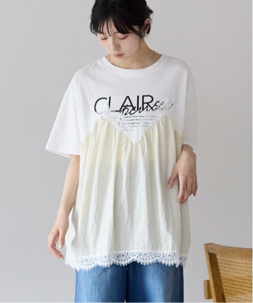 pocket(ポケット)の「レースキャミドッキングTシャツ(Tシャツ/カットソー・レディース・ホワイト×ブラック/チャコールグレー/ホワイト×ホワイト・フリ-)」の18枚目の写真