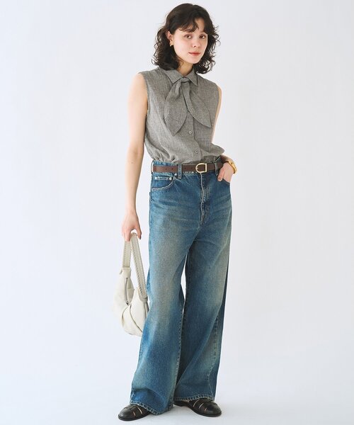 Whim Gazette(ウィムガゼット)の「コットンリネンチェックノースリーブボウシャツ(シャツ/ブラウス・レディース・グレー/レッド・FREE)」の11枚目の写真