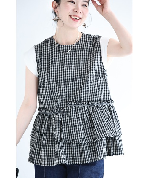 cawaii(カワイイ)の「涼やかサッカー生地のチェック柄セットアップ【set】(その他トップス・レディース・ブラック・FREE)」の20枚目の写真