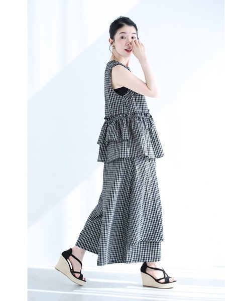 cawaii(カワイイ)の「涼やかサッカー生地のチェック柄セットアップ【set】(その他トップス・レディース・ブラック・FREE)」の15枚目の写真