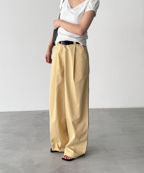 CANAL JEAN（キャナルジーン）の「El mar　コットンタックワイドパンツ（その他パンツ・レディース・イエロー/ライトグレー・SMALL/MEDIUM）」の3枚目の写真