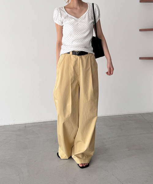 CANAL JEAN（キャナルジーン）の「El mar　コットンタックワイドパンツ（その他パンツ・レディース・イエロー/ライトグレー・SMALL/MEDIUM）」の5枚目の写真
