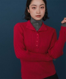 ハイネックレイヤード風ニットプルオーバー