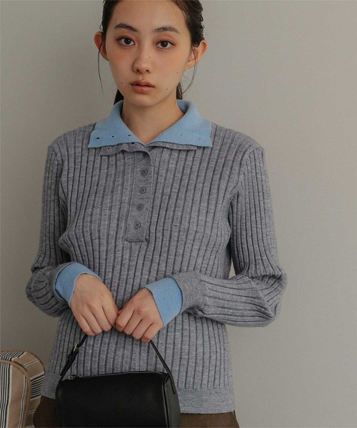 miette（ミエット）の「ハイネックレイヤード風ニットプルオーバー（ニット/セーター・レディース・レッド/ブラウン/ライトグレー/チャコール・FREE）」の22枚目の写真