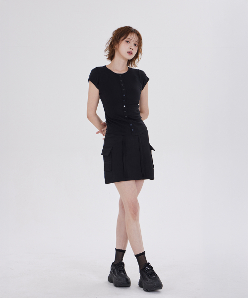 DYSFUNCT(ディスファンクト)の「BANDED POCKET MINI SKIRT(BLACK)(スカート・レディース・その他・FREE)」の2枚目の写真