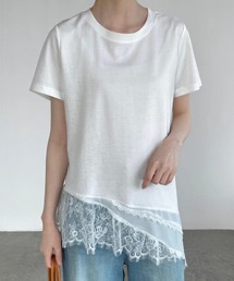 レースレイヤードチュニック半袖Tシャツ/ミニワンピース