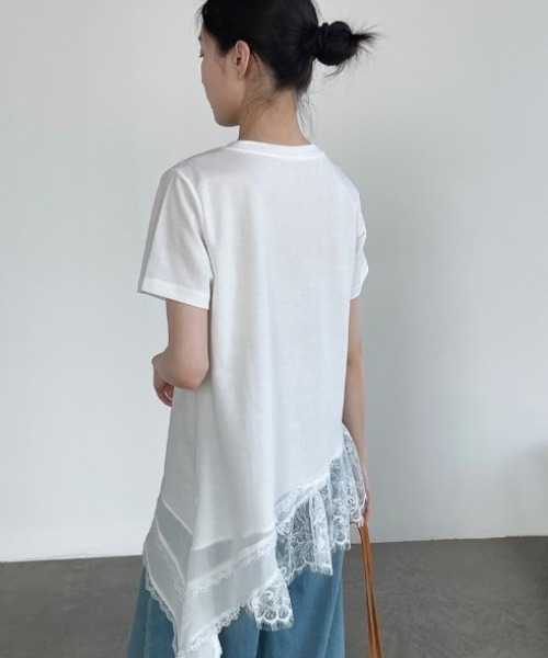 yuue' ( wear )(ユーイ)の「レースレイヤードチュニック半袖Tシャツ/ミニワンピース(Tシャツ/カットソー・レディース・ブラック/ホワイト・FREE)」の14枚目の写真