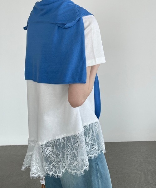 yuue' ( wear )(ユーイ)の「レースレイヤードチュニック半袖Tシャツ/ミニワンピース(Tシャツ/カットソー・レディース・ブラック/ホワイト・FREE)」の10枚目の写真