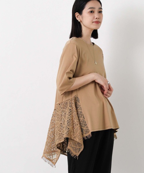 Gready Brilliant(グレディブリリアン)の「レースハンカチヘムカットソー(Tシャツ/カットソー・レディース・キャメル/ブラック・38)」の2枚目の写真