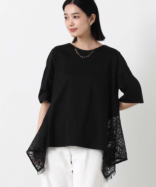 Gready Brilliant(グレディブリリアン)の「レースハンカチヘムカットソー(Tシャツ/カットソー・レディース・キャメル/ブラック・38)」の1枚目の写真