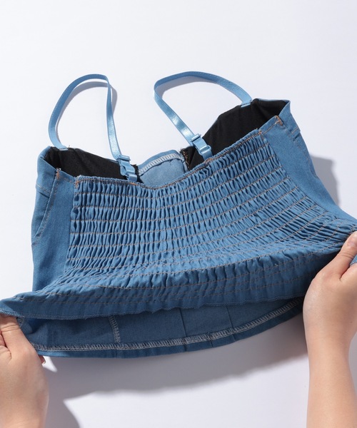 Lace Ladies(レースレディース)の「レースアップ デニム コンパクト ビスチェ ブラトップ(キャミソール・レディース・ブルー/ブラック・FREE)」の13枚目の写真