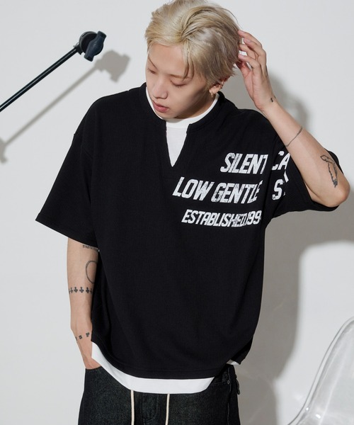 WEGO(ウィゴー)の「WEGO/キーネックフェイクレイヤードグラフィックT(Tシャツ/カットソー・メンズ・グレー/ブラック・MEDIUM/LARGE)」の22枚目の写真
