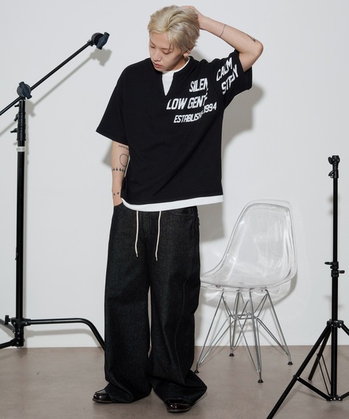 WEGO(ウィゴー)の「WEGO/キーネックフェイクレイヤードグラフィックT(Tシャツ/カットソー・メンズ・グレー/ブラック・MEDIUM/LARGE)」の14枚目の写真