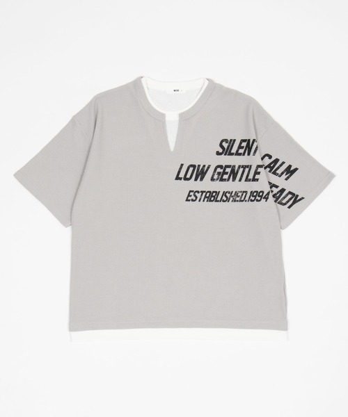 WEGO(ウィゴー)の「WEGO/キーネックフェイクレイヤードグラフィックT(Tシャツ/カットソー・メンズ・グレー/ブラック・MEDIUM/LARGE)」の8枚目の写真