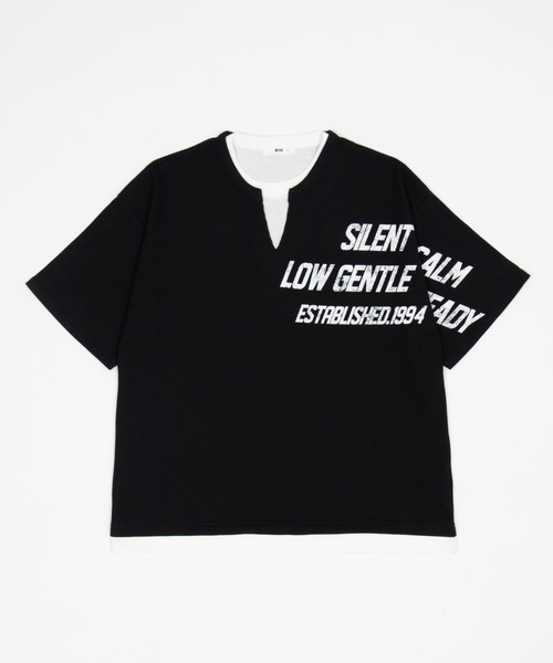 WEGO(ウィゴー)の「WEGO/キーネックフェイクレイヤードグラフィックT(Tシャツ/カットソー・メンズ・グレー/ブラック・MEDIUM/LARGE)」の9枚目の写真