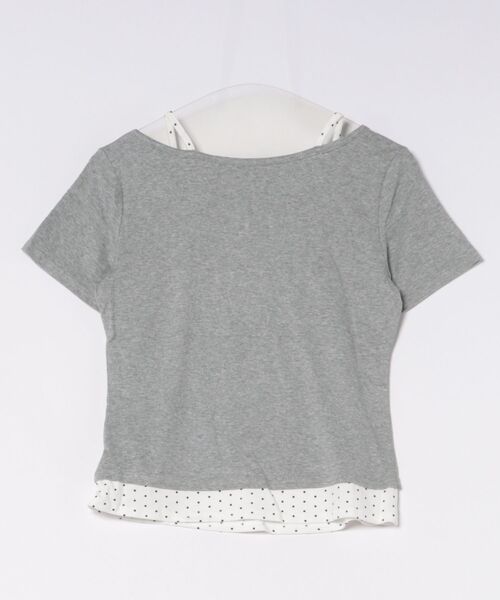 Nia(ニア)の「Nia(ニア)/ドットレイヤード風ヘンリーネックトップス(Tシャツ/カットソー・レディース・ホワイト/グレイッシュブルー/グレー・FREE)」の6枚目の写真