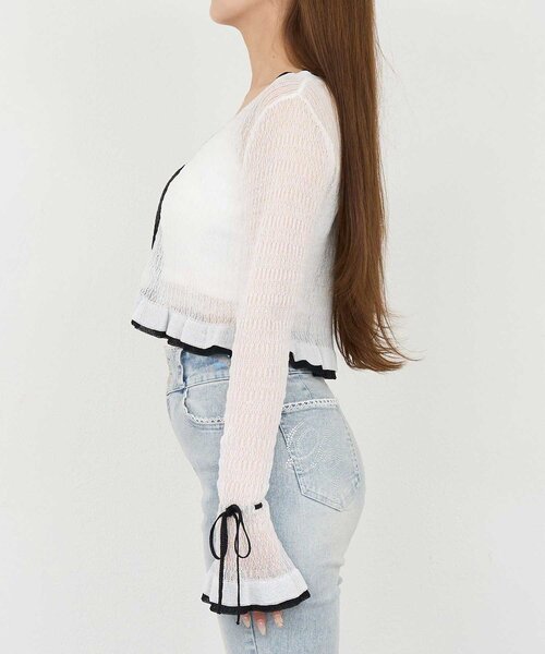 OLIVE des OLIVE(オリーブデオリーブ)の「【Belle Charme】Bell Sleeve Knit Cardigan(カーディガン/ボレロ・レディース・オフホワイト/ピンク/ブラック・FREE)」の11枚目の写真