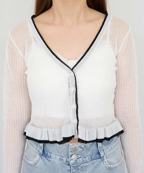 OLIVE des OLIVE(オリーブデオリーブ)の「【Belle Charme】Bell Sleeve Knit Cardigan(カーディガン/ボレロ・レディース・オフホワイト/ピンク/ブラック・FREE)」の13枚目の写真