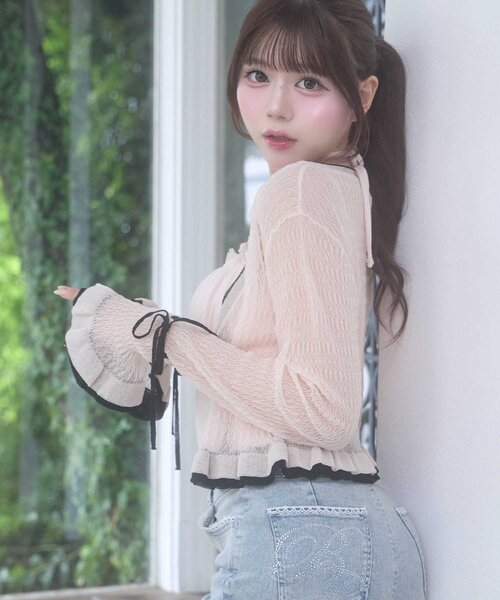 OLIVE des OLIVE(オリーブデオリーブ)の「【Belle Charme】Bell Sleeve Knit Cardigan(カーディガン/ボレロ・レディース・オフホワイト/ピンク/ブラック・FREE)」の17枚目の写真