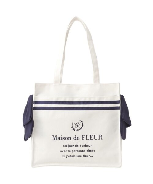 Maison de FLEUR（メゾンドフルール）の「マリンラインリボンスクエアトートバッグ（トートバッグ・レディース・アイボリー/ライトブルー・FREE）」の15枚目の写真
