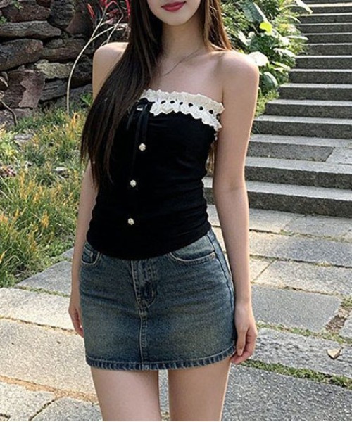 ＆soiree（アンドソワレ）の「配色フリルリボンビスチェ（その他トップス・レディース・ブラック・LARGE/MEDIUM/SMALL）」の3枚目の写真