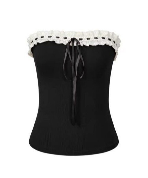 ＆soiree（アンドソワレ）の「配色フリルリボンビスチェ（その他トップス・レディース・ブラック・LARGE/MEDIUM/SMALL）」の5枚目の写真