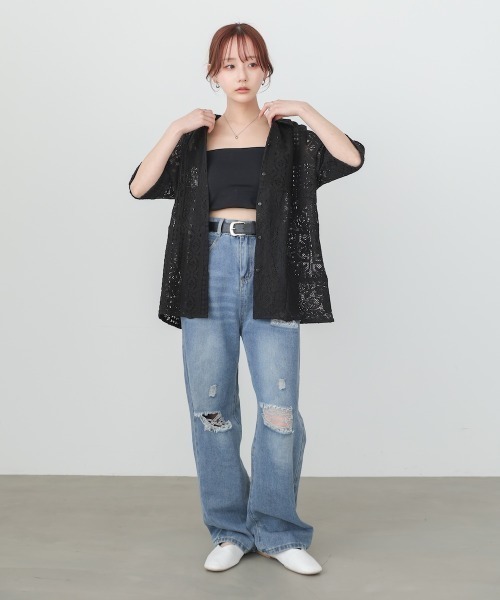 Bab(バブ)の「パッチワークレースシャツ(シャツ/ブラウス・レディース・アイボリー/ブラック・MEDIUM)」の22枚目の写真