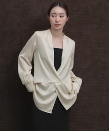 【Et】Satain Twist Drape Blouse