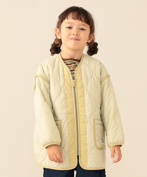 BEAMS mini(ビームスミニ)の「キルト ジップコート 2026FW(90~150cm)人気 定番 キルティング アウター 通園 通学(その他アウター・キッズ・ホワイト系その他6/オリーブ・90/110/100/150/140/130/120)」の2枚目の写真