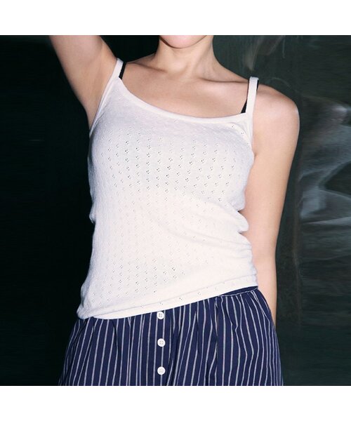 MORVE13(モルブ13)の「ロウェルアイレットニットスリーブレス(アイボリー)(Tシャツ/カットソー・レディース・アイボリー/ネイビー/ライトグレー・FREE)」の1枚目の写真