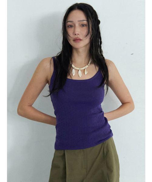 MORVE13(モルブ13)の「ロウェルアイレットニットスリーブレス(アイボリー)(Tシャツ/カットソー・レディース・アイボリー/ネイビー/ライトグレー・FREE)」の5枚目の写真