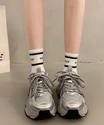 【6.5cmソール】 メタリック切替 厚底スニーカー culs215
