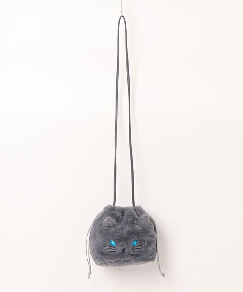 SETUP7(セットアップセブン)の「【SETUP7】catファー巾着ショルダー SNBD(ショルダーバッグ・レディース・ブラック/グレー・FREE)」の2枚目の写真